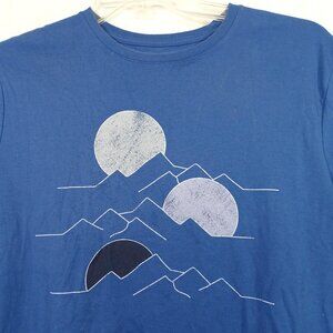 Goodfellow Blue Graphic Crewneck T-Shirt Men Size L Short Sleeve FLAW